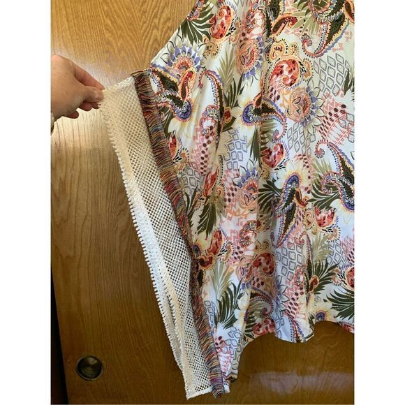 Chico’s‎ Paisley Print Boho Poncho Top Cream Multi Color Size S/M - Picture 9 of 12